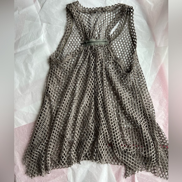EUC SO COOL FISHNET olive grey racerback tunic *layering* sz L nightclub dance - Picture 7 of 16